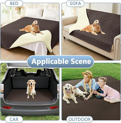 hyha Waterproof Dog Blanket, Soft Dog Bed Cover Pet Blankets, Waterproof Sofa Couch Cover for Dogs Washable, Reversible Pet Couch Covers for Sofa Furniture (40x80 Inch, Chocolate/Beige)