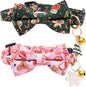 Faygarsle 2 Pack Christmas Cat Collars - Cute Holiday Collars with Bow Tie, Breakaway, Pink & Green, Winter, for Boy & Girl Cats