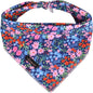ARING PET Floral Dog Bandanas, Blue Pink Orange Flowers Pet Bandana Scarf Triangle Bibs for Puppy Small Medium Large Boy Girl Dogs Cats-L