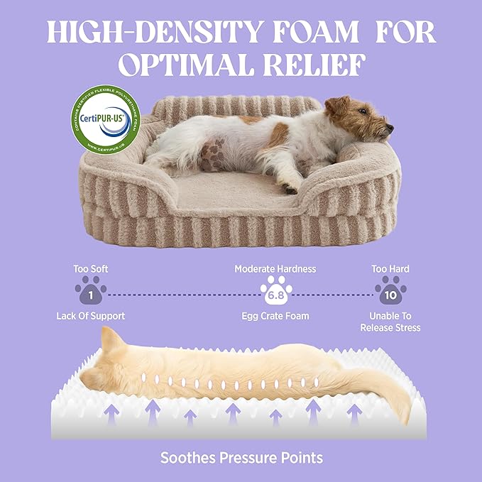 LE SURE Cute Dog Beds for Extra Large Dogs, Orthopedic Waterproof XL Pet Bed with Sides, High Back Non-Slip and Egg-Crate Foam Big Dog Couch Sofa with Washable Removable Cover, Hazel