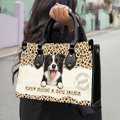 Personalized Pet Mom Leather Handbag – Custom Name Dog Cat Photo Purse, Pet Lover Gifts for Women, Christmas