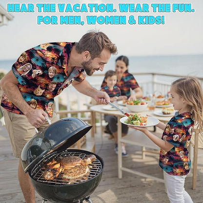 Custom Hawaiian Shirt with Face Photo Picture for Men Women Kids Youth Adult, Tropical Personalized Hawaiian Shirts Gift