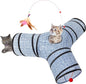 Tempcore 3 Way Collapsible Cat Tunnel for Indoor Cats, Pet Tunnel Bored Toys with Peek Hole & Ball for Puppy, Kitty, Kitten, Rabbit, Blue-Coin