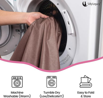 SILLY LEGACY Thin Reversible Waterproof Protective Cover or Liner for Bed or Couch, for Dogs and Cats, Babies; Incontinence, Dirt, Drool (King Size, 100 x 96 inch), (Brown)