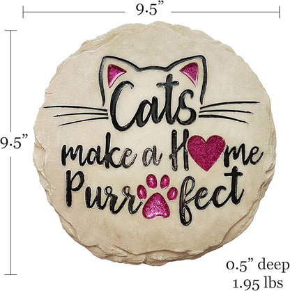 Spoontiques - Garden Décor - Cats Make a Home Purrfect Stepping Stone - Decorative Stone for Garden