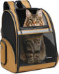 Pet Backpack Carrier, Large Cat Carrier Backpack Up to 20 Lbs with Breathable Mesh, for Medium Large Cats or Small Dogs, Travel Hiking Camping Backpack (Brown-XL)