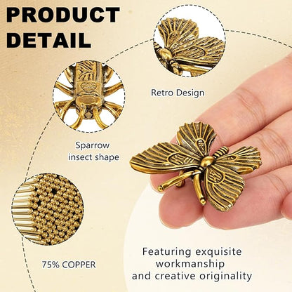 Moxweyeni 4 Pcs Mini Bird Bath Copper Ornaments Bird Bath Purification Disk Birdbath Cleaner Single 1 oz Weight Universal Fit for Outdoor Birdbaths, Bowl(Butterfly, Cricket, Bee, Dragonfly)