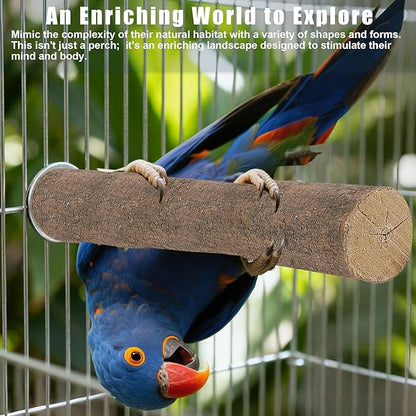 8 PCS Bird Perch Set, Natural Birch Wood Straight & Forked Perches with Platforms for Parakeets, Cockatiels, Conures, Lovebirds - Cage Accessories for Climbing & Exercise