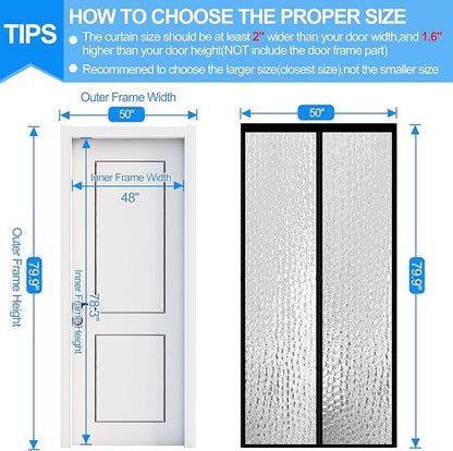 RELIANCER Magnetic Thermal Insulated Door Curtain,Waterproof EVA Door Cover,Fit Doors Size Up to 48"x78",Temperature Protection Insulated Doorway Curtain Partition,Patio Self-Closing Doors Net Screen