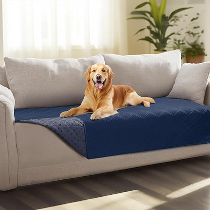 Luciphia 100% Waterproof Couch Cover Blanket for Dogs Anti-Slip Pet Couch Protector Sofa Mat Puppy Cat Blanket with Non-Slip Bottom, Navy Blue, 30x70 Inch