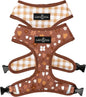 Lucy & Co. Cute Reversible Dog Harness Walking Halter - Best Designer Pet Harnesses for XS - XL Dogs - Padded Adjustable Vest for Easy Walking (Large, Chocolate Meadows - Brown & White Floral)