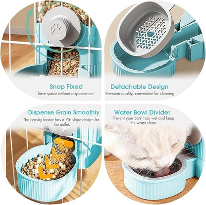 GPY Automatic Hanging Gravity Pet Feeder and Water Dispenser Set ，Automatic Rabbit Feeder and Dog Water Dispenser for Dogs Cats Pets Animals Large Capacity (Blue Water Feeder&Food Feeder) (Blue)