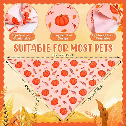 Weewooday 50 Pcs Thanksgiving Fall Dog Bandanas Bulk for Dogs Autumn Soft Bibs Adjustable Triangle Pet Bandana for Small Medium Large Costume(Leaves Pattern, 25.6 x 17.7 x 17.7 Inch)