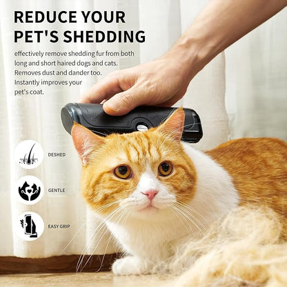 Dog Deshedding Brush & Shedding Blade, Undercoat Grooming Tool for Short & Medium Fur and Double Coats, Replaceable Metal Blade, Ergonomic Handle, Black