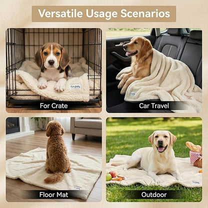furrybaby Dog Blanket Soft Dog Blankets for Large Dogs Puppy Essentials Washable Sherpa Fleece Cat Blanket 32x40 Inches for Bed Furniture Couch Sofa (Medium, Beige)