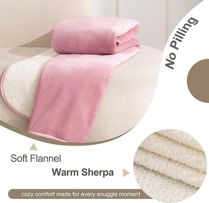 gogobunny Waterproof Bed Blanket, Reversible Sherpa Fleece Throw Blanket for Dog Puppy Cat, Furniture Cover Protects Bed Couch Sofa from Liquid Pee and Pet Fur (Pink, 30x70 inches)