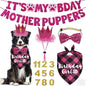 Dog Birthday Decorations, Multi Sizes Dog Birthday Bandana Girl Dog Birthday Hat Crown Bow Tie Birthday Numbers It’s My Bday Mother Puppers Sign Banner for Medium Large Dogs Pets (Pink, Large)