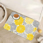 Dahlia Dog Cat Food Mat,Gray Yellow Flower Absorbent Pet Feeding Mat with Rubber Backing,Non-Slip Water Bowl Placemat,Indoor Pet Accessories Supplies 12"x20"