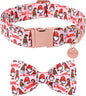 Christmas Dog Collar with Bow Tie, Cotton Christmas Bowtie Collar for Medium Girl Boy Dog, Comfortable Dog Collar Bowtie with Durable Metal Buckle, Adorable Pet Collar,M,Neck 13.5-22in