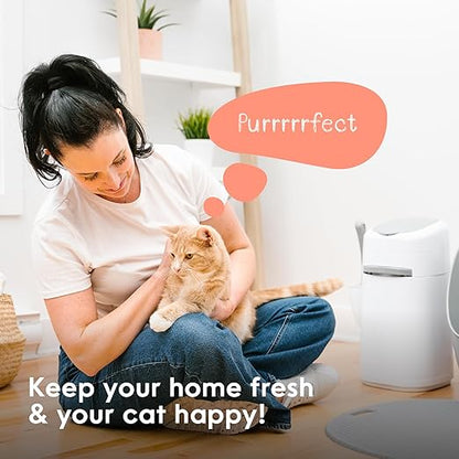 Litter Genie Style Pail Cat Litter Box Waste Disposal System for Odor Control Includes 1 Square Refill Bag