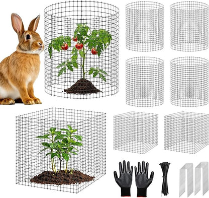 30Pcs Plant Protector from Animals,10 Pack 12'' x 12'' Wire Plant Protectors for Garden, Heavy Duty Plant Cages to Keep Animals Out, Wire Mesh for Plant Protection with Zip Ties & Stakes