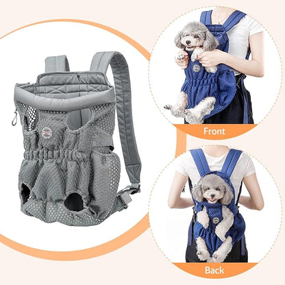 Dog Carrier Backpack, Pet Front Carrier Backpack Legs Out Dog Chest Carrier for Small Medium Dogs, Hands-Free Cat Backpack Carrier Dog Travel Backpack Airline Approved Hiking Bike Motorcycle