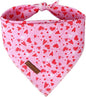 Valentine Dog Bandana - Pink Heart Triangle Bib Scarf for Small Medium Pets, Cotton Kerchief for Girl Boy Dogs or Cats, Red Puppy Bandana