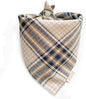 Christmas Plaid Dog Bandana with Button, Fall Dual Layer Scarf Soft Cotton Triangle Bib Girls and Boys Kerchief Adjustable Accessories for Small Medium Large Extra Large Dog Puppy Pet Cat