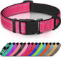 Joytale Reflective Dog Collar,Soft Neoprene Padded Breathable Nylon Pet Collar Adjustable for Medium Dogs,Hotpink,M