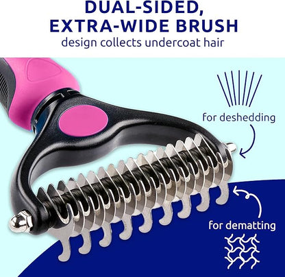 Pat Your Pet Deshedding Dog Brush For Shedding – Cat Brushes For Indoor Cats, Double-Sided Cat Brush Deshedding & Grooming Tool For Long Haired And Short Haired Dogs, Skin-Friendly