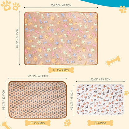 Tatuo 12 Pieces Puppy Blanket Warm Cat Dog Sleep Mat Pet Kitten Fleece Doggy Blankets with Cute Dog Paw Bone Star Elephant Patterns Printed Fluffy Blanket for Small Cat Puppy (41 x 30 Inch)