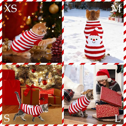 Cat Christmas Sweater Pet Winter Warm Coat Pajamas Christmas Santa Knitwear Cat Sweater for Cats Kitty Puppy (Santa, XS)