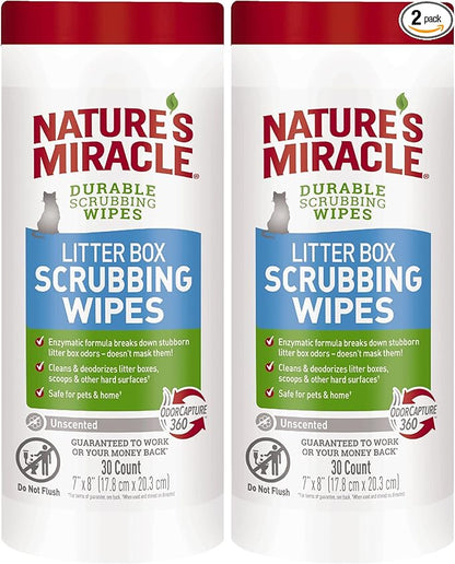Nature’s Miracle Litter Box Scrubbing Wipes 30 Count (Pack of 2)