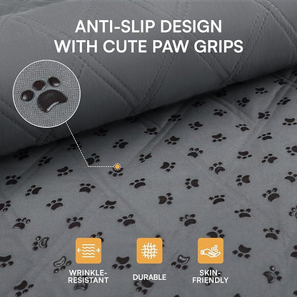Luciphia 100% Waterproof Couch Cover Blanket for Dogs Anti-Slip Pet Couch Protector Sofa Mat Puppy Cat Blanket with Non-Slip Bottom, Grey, 82x102 Inch