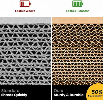 Cat Scratcher, Durable Scratch Pad, Corrugated Cardboard Scratching Board for Indoor Cats, Heavy Duty, Double-Sided Usability, Recyclable, with Catnip, Large, 1 Pack