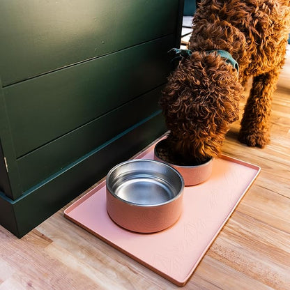 Wilderdog Silicone Pet Placemat Made with 100% Food-Grade Silicone Cone, BPA, PVC, and Phthalate-Free. Non-tocix, Dishwasher Safe Feeding mat for Bowls with Spill Catcher and Raised Mountain Logo