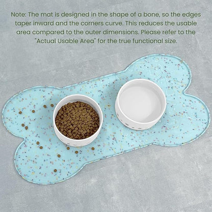 Dog Food Mat Anti-Slip Silicone Dog Bowl Mat Thicker Pet Placemat Waterproof Cat Feeder Pad with Raised Edge Puppy Kitten Feeding Mats Suitable Small Medium-Sized Dogs Cats Eating Tray