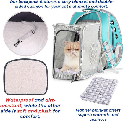 Lollimeow Expandable Cat Backpack Carrier for Large Cats & Small Dogs - Airline Approved Pet Bubble Backpack with Dual-Side Expansion, Perfect for Travel, Hiking & Outdoor Adventures, Up to 16lbs