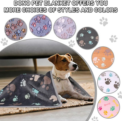 Dono 1 Pack 3 Dog Blankets for Small Dogs, Soft Fluffy Paw Print Pattern Fleece Pet Blanket Warm Sleep Mat, Puppy Kitten Blanket Doggy Mat for Dog Cat Kitten Doggy -23 * 16in