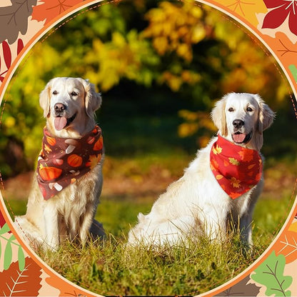 Chunful 100 Pieces Thanksgiving Dog Bandanas Bulk Fall Autumn Pet Bandanas with Pumpkin Patterns Triangle Scarf Bib Kerchief Set for Small Large Dog Costume Accessories (31.5 x 21.7 x 21.7)