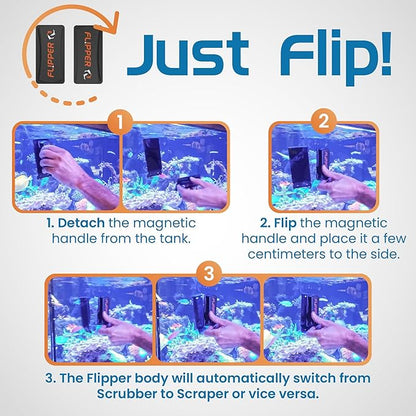 FLIPPER Standard Magnetic Aquarium Glass Cleaner – 2-in-1 Scrubber and Scraper, Hands-Free Fish Tank Cleaner for Algae Removal, Safe for Glass & Acrylic Tanks up to 1/2" (12mm), Freshwater & Saltwater