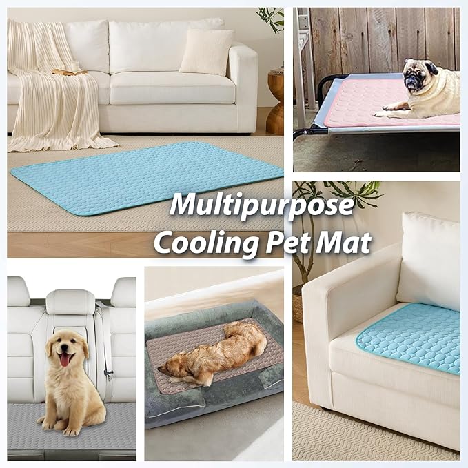 MICROCOSMOS Summer Cooling Mat & Sleeping Pad- Water Absorption Top, Materials Safe, Easy Carry, EZ Clean. Keep Cooling for Pets, Kids and Adults.(Drak Grey, 48" x48")