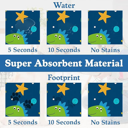 Cartoon Dino Pet Feeding Mat–Christmas Stocking Quick Dry Absorbent Dog Cat Food Mat, Non Slip Waterproof Bowl Placemat for Messy Eaters, Pet Accessories for Floors 16"x24"