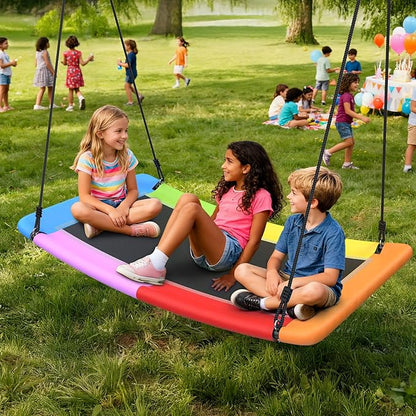 Trekassy 700lb 60" Skycurve Platform Tree Swing for Kids and Adults Wear- Resistant with 2 Hanging Straps