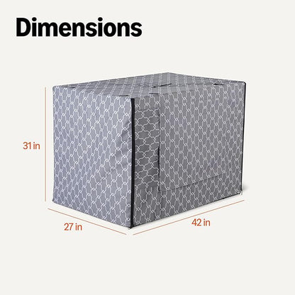 Amazon Basics Dog Cage Cover for 42-inch Wire Crates, Heavy-Duty with Zippered Panels