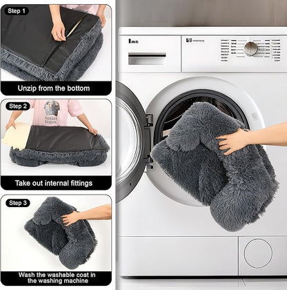 Orthopedic Dog Bed for Cat and Small Dogs of Comfortable Memory Foam Pet Bed with Sides,Fluffy Dog Couch Sofa Bed with Anti-Slip Bottom Dark Grey S