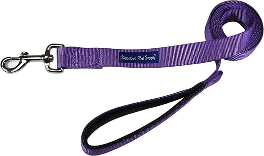 Downtown Pet Supply 6ft Dog Leash - Heavy-Duty Dog Leash with Padded Comfort Handle and Stainless Steel Fastener - Durable Dog Training Leash - 0.75 in Wide - Purple Dog Leash