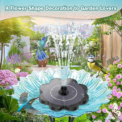Yzert Solar Fountain Flower Shape-No Battery, Glass 3.5W Solar Water Fountain with 7 Nozzles & 4 Fixer Rods,Solar Fountain Pump for Bird Bath, Outdoor, Pool, Garden, Pond & Flower Pot