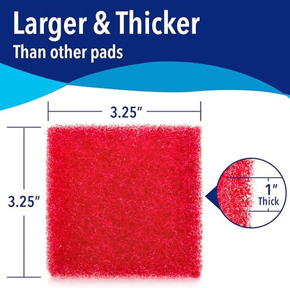 Evergreen Pet Supplies Aquarium Glass Cleaner Sponge - Non-Scratch Aquarium Glass Scrubber - Durable Tank Sponge Cleaner - Ergonomic Fish Tank Pad - Pack of 4, Red, 3.25 in x 3.25 in x 1 in