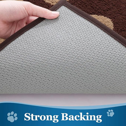 Buganda Dog Door Mat for Muddy Paws, Absorbent Dirt Trapper Washable Indoor Doormats, Non Slip Low-Profile Mud Mat for Dogs, Front Entrance Doormat for Inside Floor (59x35 Inches, Brown)
